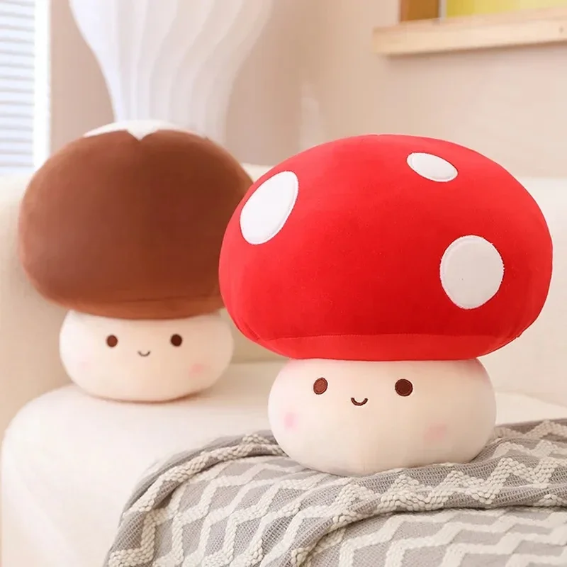 23cm Cute Simulated Mushroom Plush Toy Stuffed Soft Lifelike Plant Kawaii Mushroom Doll Toys