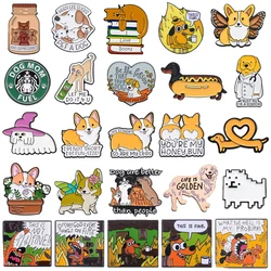 Cartoon Dog Series Enamel Pins Cute Anime Dachshund Sausage Dog Pet Animal Brooches Lapel Badge Jewelry Gifts For Kids Friends