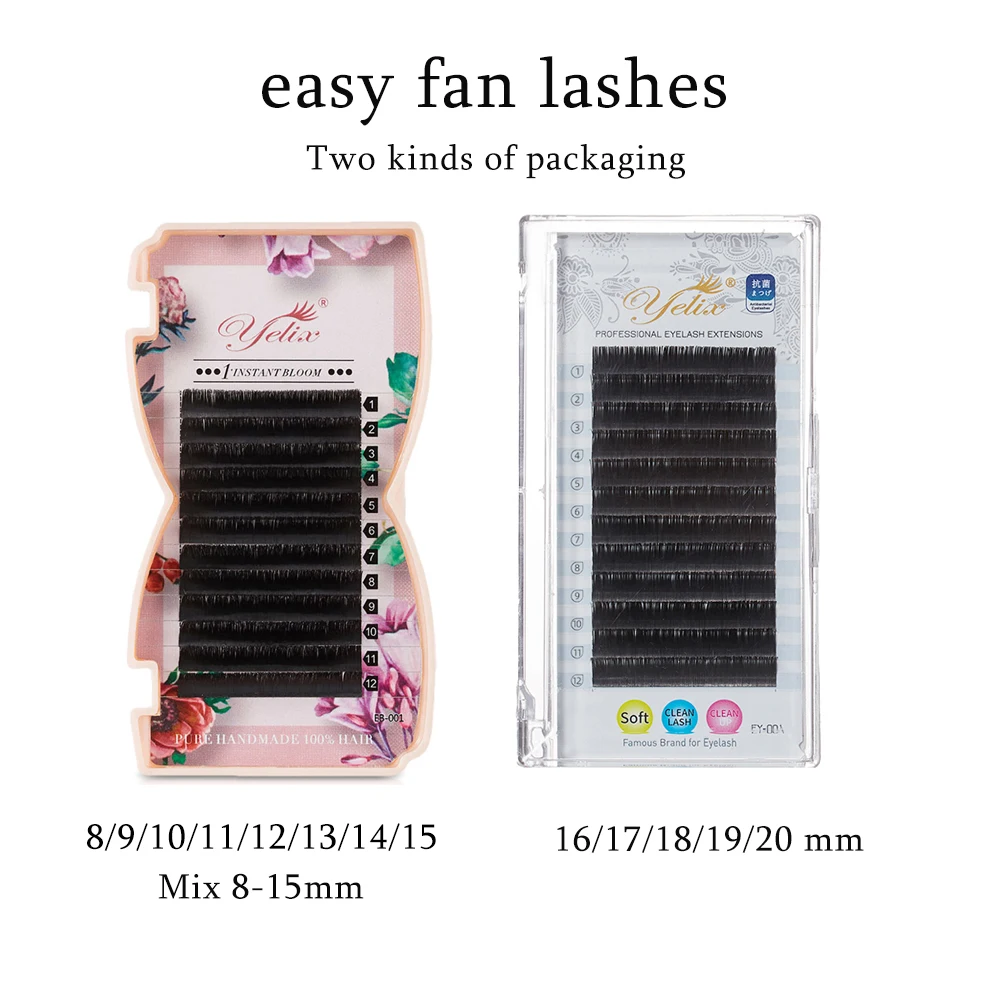 Yelix Mega Volume Lashes Easy Fanning Individual Eyelash Extensions Easy Fan Eyelash Natural Professional Eyelashes For Building