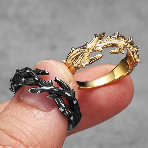 Thorn Crown Retro Stainless Steel Men Rings Punk New In For Male Women Fashion Jewelry Creativity Gift Wholesale Dropshiping