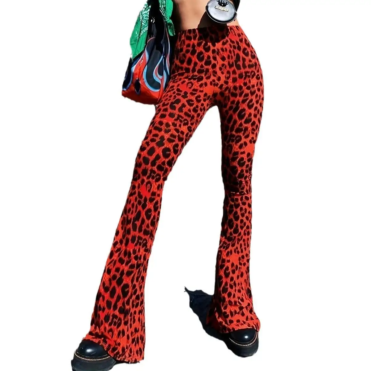 ارتفاع الخصر اليوغا السراويل ليوبارد طباعة عارضة متوهج السراويل النسائية Faion عالية الخصر ألياف البوليستر المطبوعة مايكرو مضيئة السراويل #5