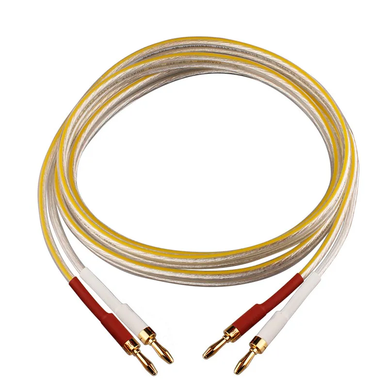 YYAUDIO 1Pcs Hifi Silver Plated Speaker Cable 3.5mm Gold-Plated Banana Plug Audio Cable for DVD,blu-ray, Decoder, CD player..Etc