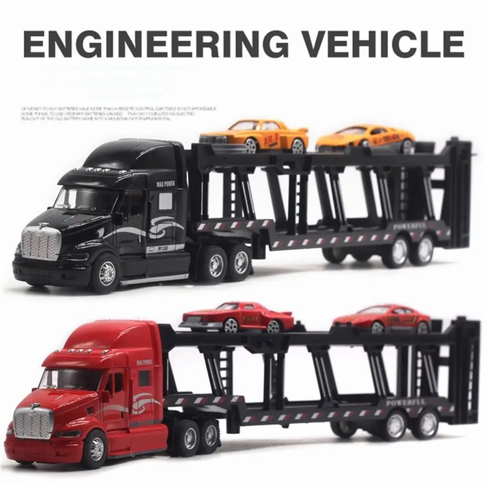 

1:48 Scale Car Transport Truck Toy Simulation Lighting and Music Truck Container Model Big Size Alloy Metal Kids Truck Toy