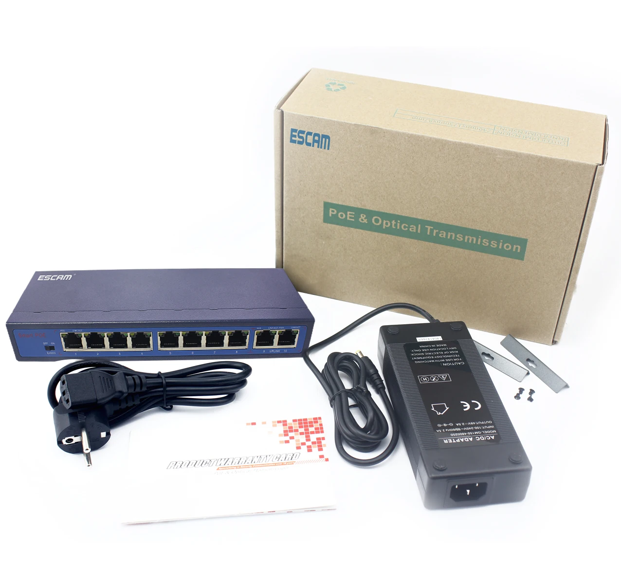 ESCAM 8+2Channel Fast Ethernet POE Switch for Network POE IP Cameras Spliter