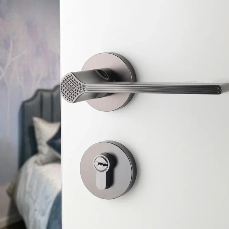

Американский серый, черный внутренний дверной замок для спальни, простая черная никелевая дверная ручка, скандинавский бесшумный разделенный замок