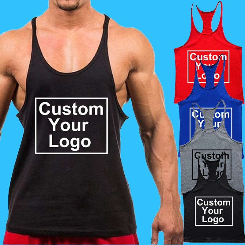 Customized logo new fashion sleeveless shirt vest men\'s fitness shirt men\'s fitness training fitness vest sports