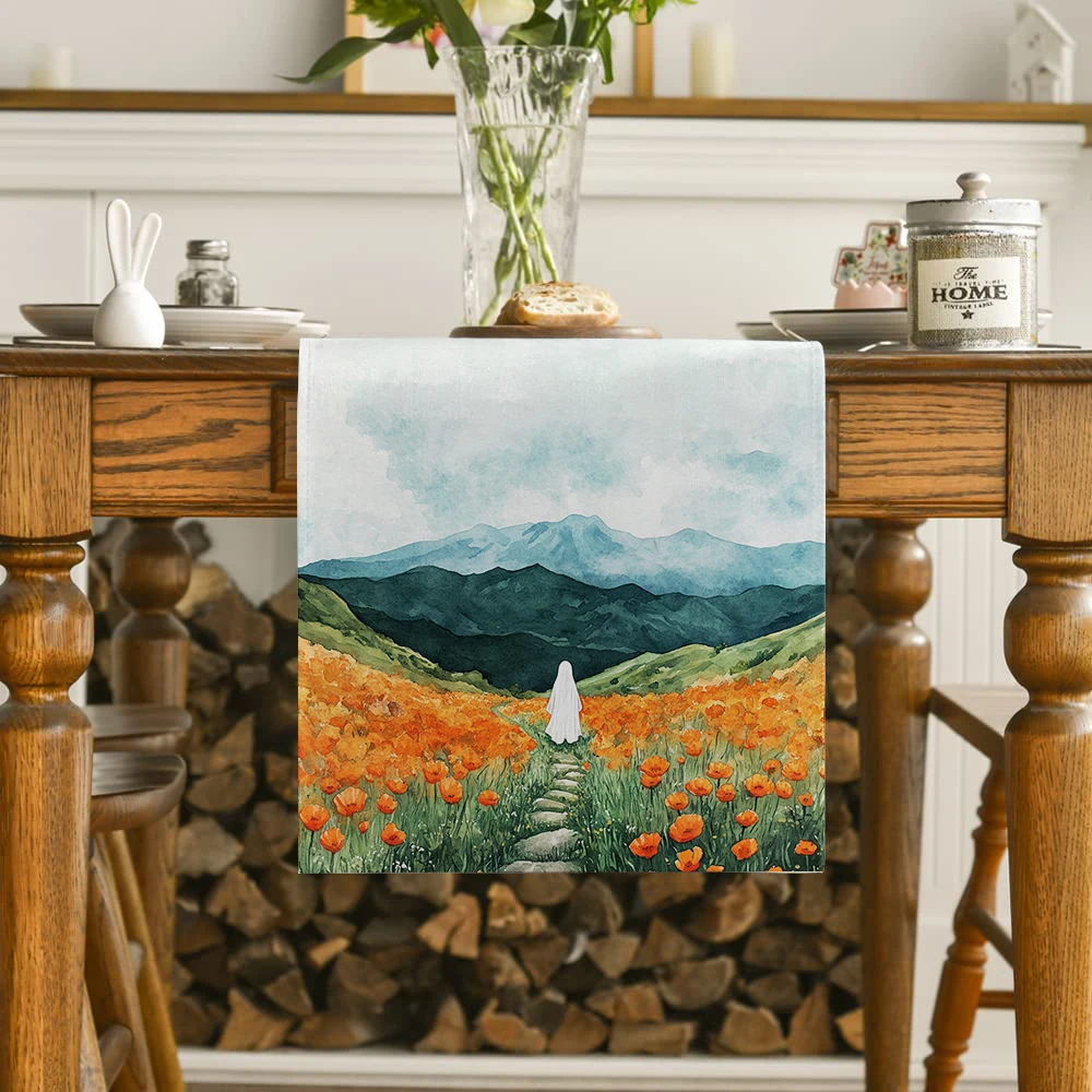Ghost Mountain Flower Table Runners Dresser Table Decor Farmhouse Dining Table Runner Holiday Party Decoration