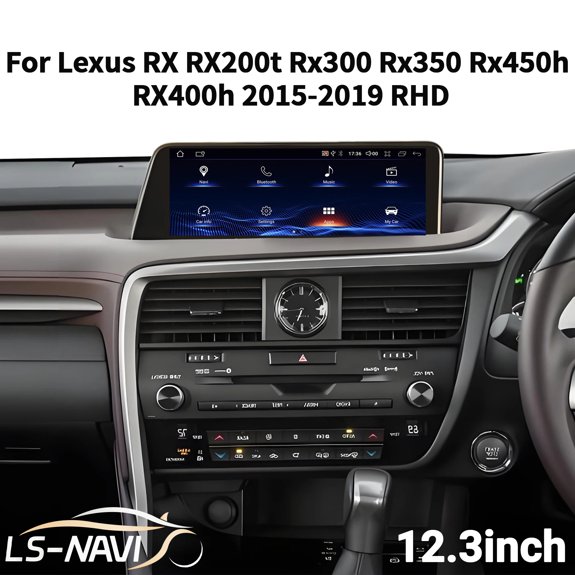 

12.3" RHD For Lexus RX RX200t Rx300 Rx350 Rx450h RX400h 2015-2019 Car Radio Wireless CarPlay Multimedia Snapdragon 680 Screen