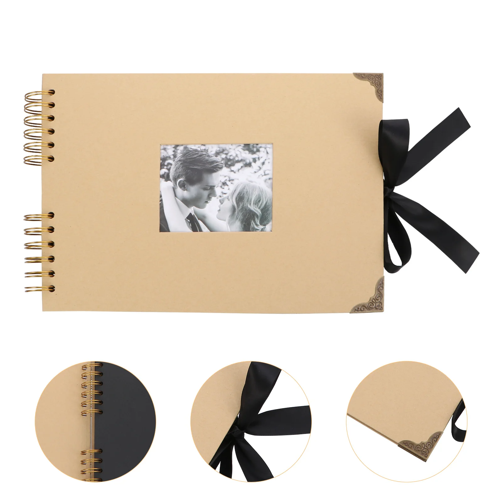 

Photo Vintage Bowtie Scrapbook 40 Pages Hardcover Collector Paper Family Photo Album Handmade Album Book Black Page