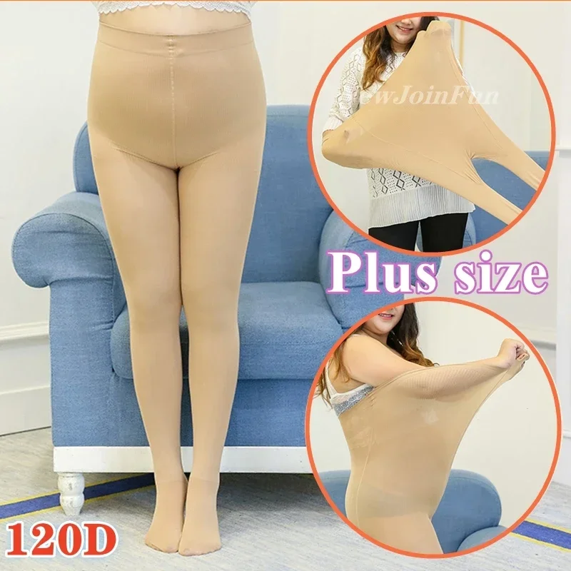 120D Women\'s Plus Size Pantyhose XXXL Black White Tights Women Sexy Sheer Stockings Translucent Pantyhose