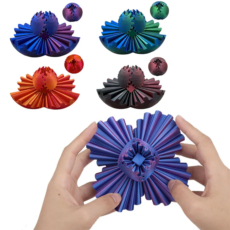 3D Printed Gear Balls Spin Ball Puzzle Cube Fidget Desk Toy for Stress Relief Stress Anxiety Relaxing Kid Interactive Toy Gift