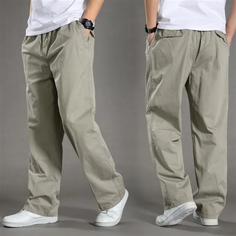 Summer thin cotton casual pants men loose straight leg 2024 new men\'s pants trend all matching men\'s long pants