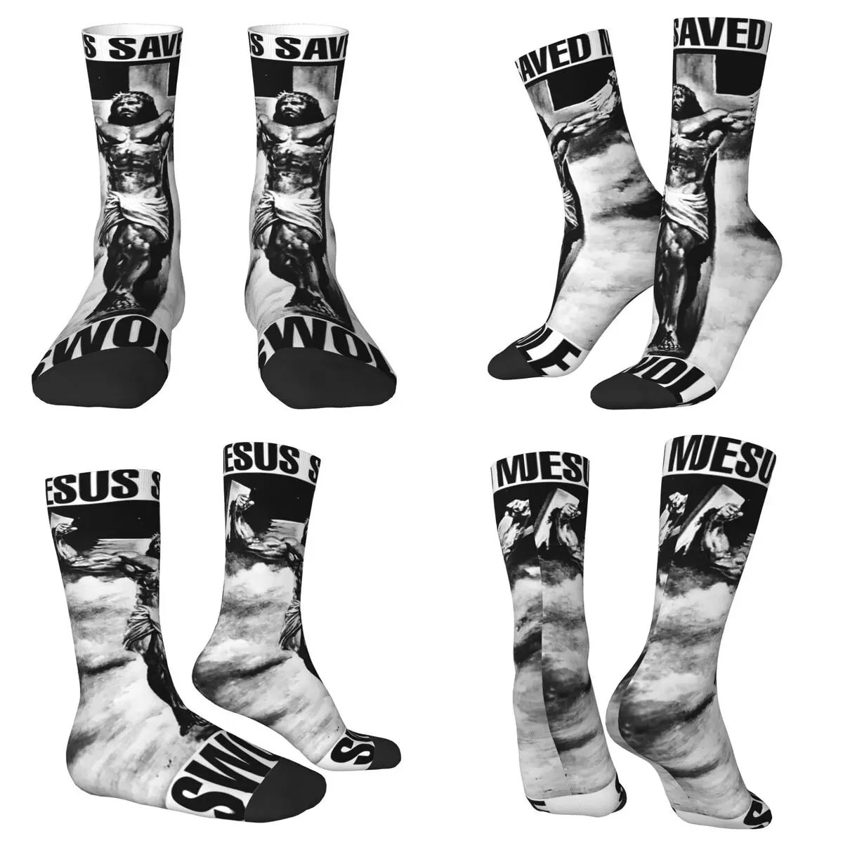 All Seasons Crew Stockings Jesus On The Cross Socks Casual Long Socks for Men Women Valentine's Day Gifts
