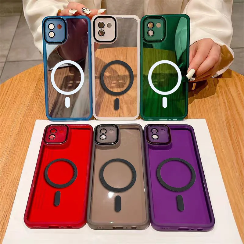 For Samsung Galaxy A06 SM-A065M Fashion Camera Protect Colorful TPU Cover Magnetic Wireless Charging Sticker