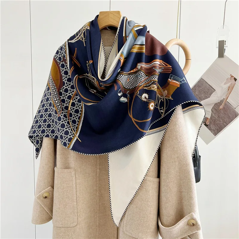 Wool Silk Scarf Women Soft Shawls Luxury Designer Pashmina Head Wrap Stole Christmas Gift Triangle Shape 195CM 125CM 125CM - image 3