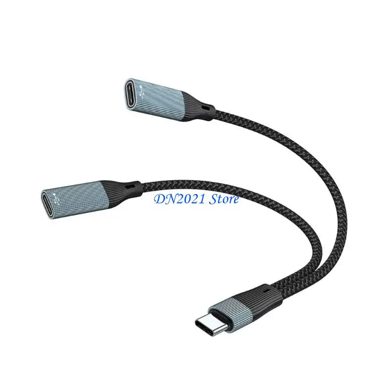 

F3KE Metal Nylons Braided USB C Splitter 2 Port Adapters Chargers Connectors for Computer Devices