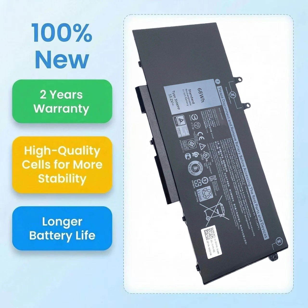 New 3HWPP 0JG75F Laptop Battery For DELL Latitude 5401 5501 5411 5410 5511 7500 7706 2-IN-1 Precision 3541 3551 P80F003 P98G003