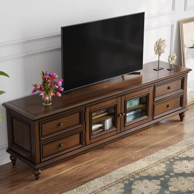 

Luxury 1.8m 4 TV cabinet modern oak gray mahogany rubber Black walnut solid wood living room furniture