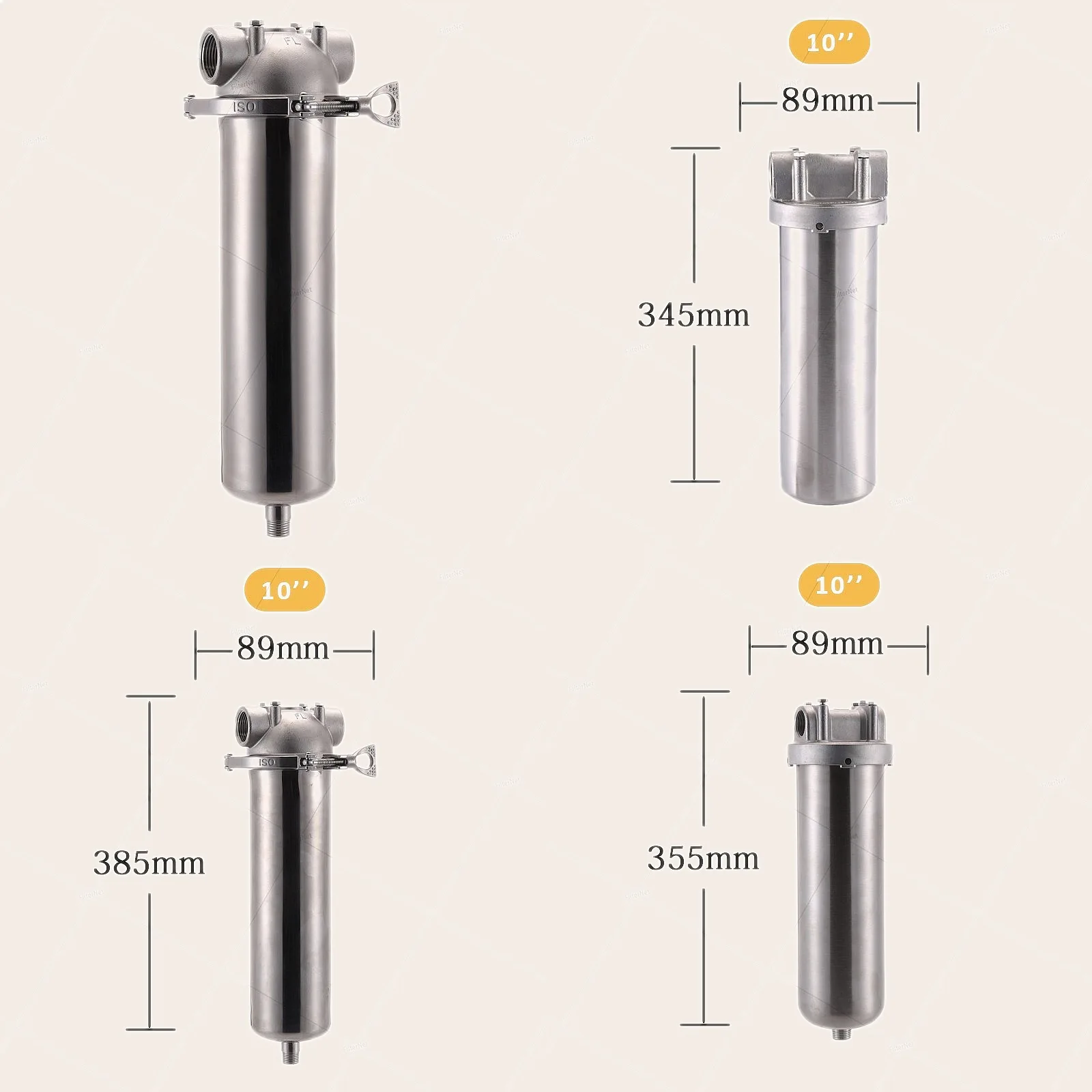 20 Inch 2.5 Inch 304 Stainless Steel Pre-Filter Housing Water Sediment Spin-On