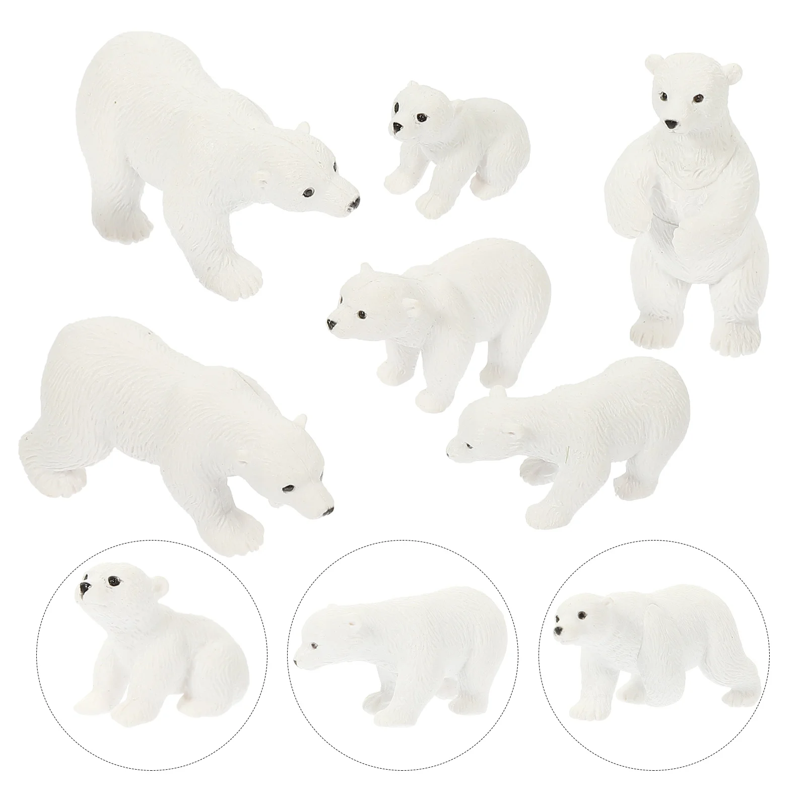 

6 Pcs Polar Bear Micro Landscape White Sculpture Garden Figurine Sea Decor Statues Figurines Microlandscape Decoration