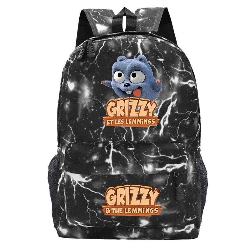 Grizzy And The Lemmings Printed Backpack Large Capacity Rucksack Zipper Portable Knapsack Shoulder Bag Simple Student Schoolbag