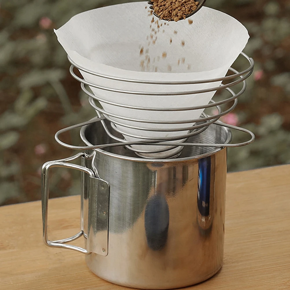 

2Pcs Coffee Filter Holder Stainless Steel Folding Collapsible Cone Dripper for Outdoor Travel Manual Brewing Stand Portable