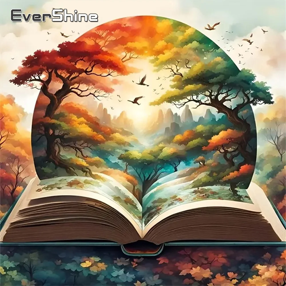 

Evershine полная квадратная круглая алмазная вышивка книга пейзаж DIY живопись дерево абстрактная подходит для начинающих мозаика настенное искусство