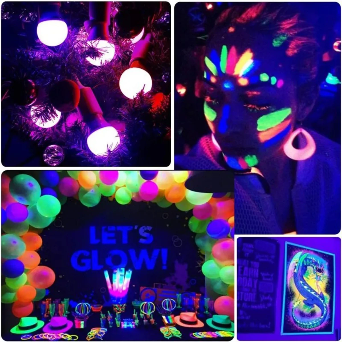 A19 Black Light Led Bulb 9W Lamp Spotlights Glow UV Decorative Atmosphere Party In Bulbs Home 110v/220v Shell E27 Lighting 360°