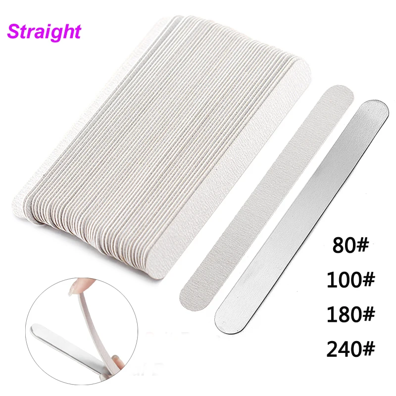 100 sztuk wymienny pilnik do paznokci papier ścierny szlifowanie paznokci materiał gąbka 80 100 180 240 uchwyt ze stali nierdzewnej Manicure bufor narzędzie