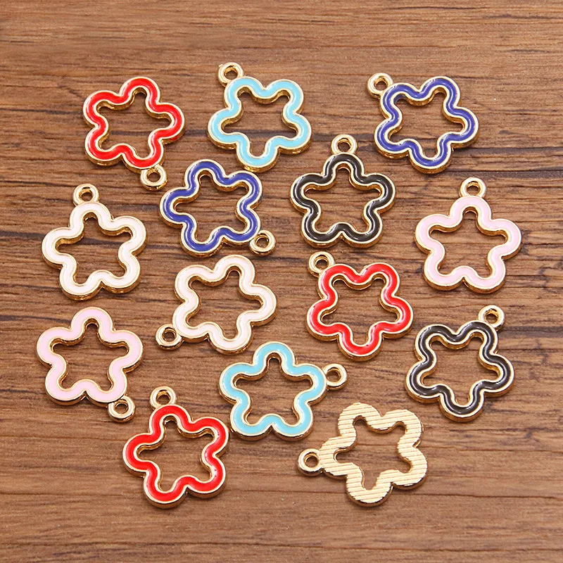 100pcs/lot Mixed Antique Alloy Oil-drop Hollow Out Flower Hole Loose Beads For Charm Making DIY Bracelets Necklace Accessories