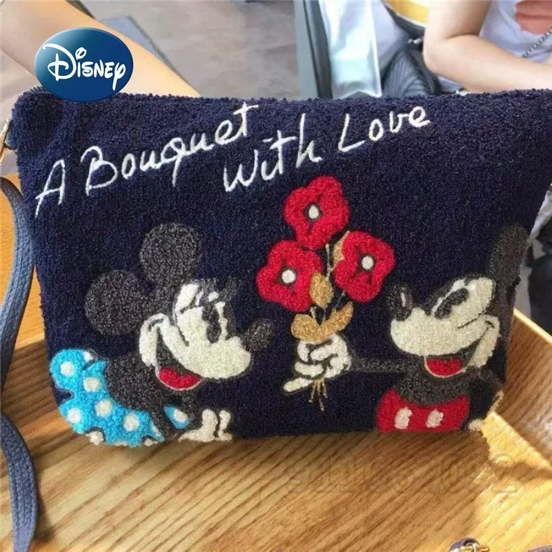 Disney Mickey Minnie New Women's Shoulder Messenger Bag Cartoon Cute Plush Women's Shoulder Bag Fashion Women's Bag High Quality