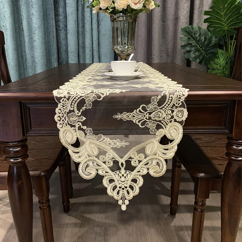 

Best European Lace Embroidered Rectangular Tablecloth TV Cabinet Piano Cover Bedroom Study Table Wedding Party Decoration Tapete