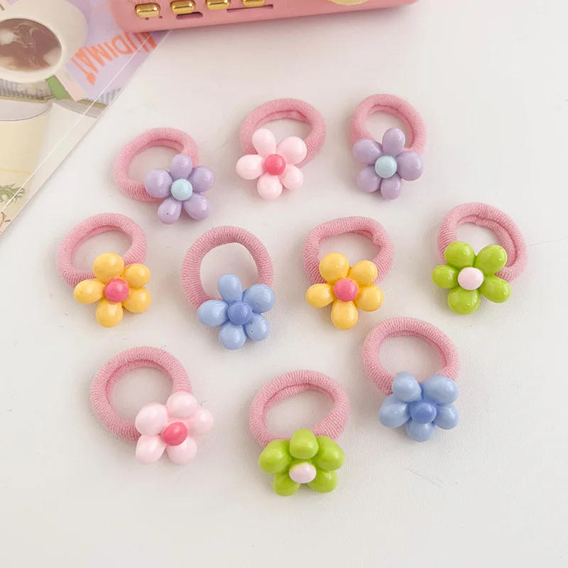 Cute High Elasticity Hair Ties for Girls, Soft Towel Loop Hair Bands, Non-Damaging Ponytail Holders, Perfect for Kids' Hairstyle
