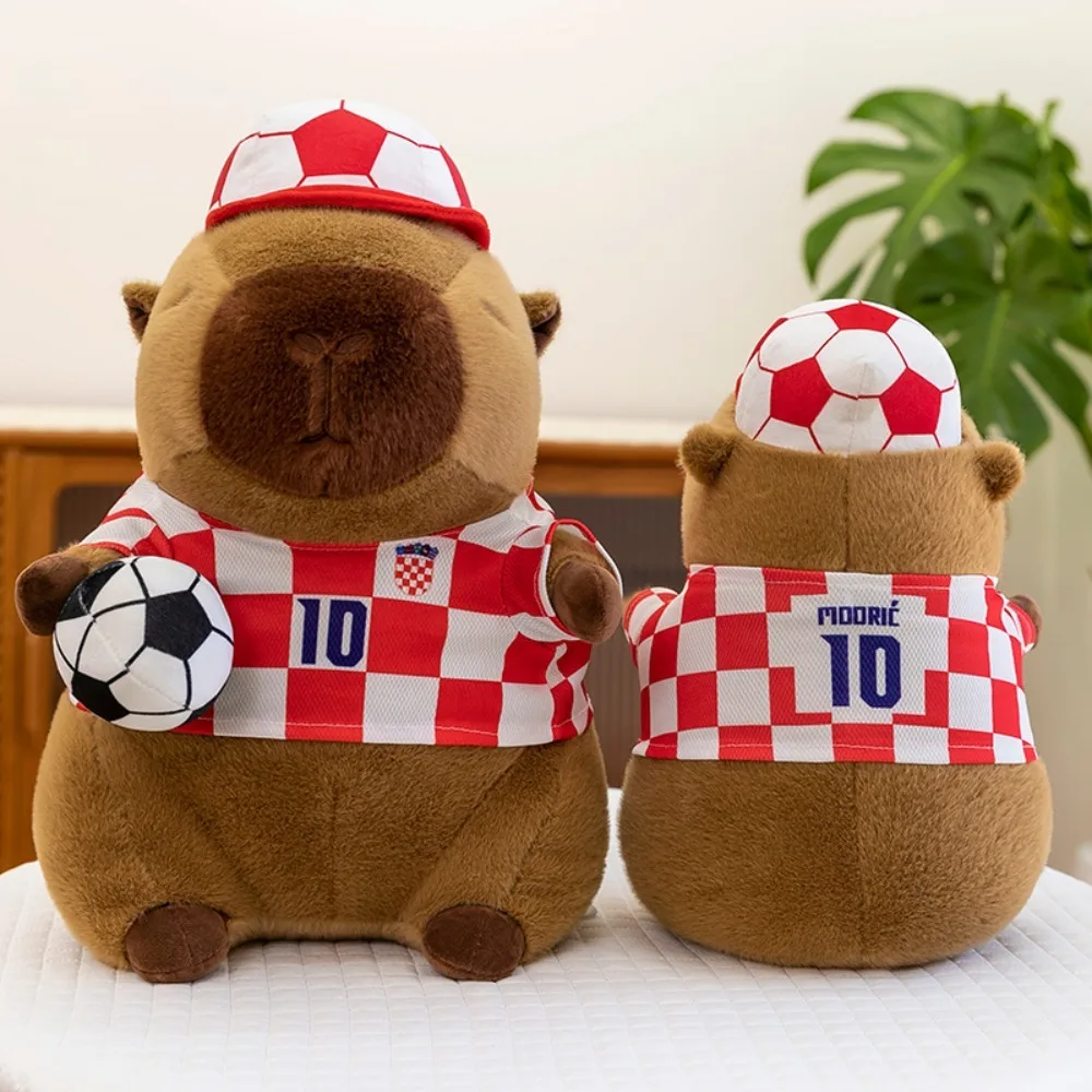 

Sport Football Capybara Doll Fluffy Collection Football Capybara Plush Toy Stuffed Soft Capybara Fluffty Doll