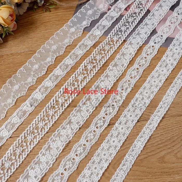 

5 yard flower embroidery Lace Trim, Ivory Cotton tulle trims, For Doll Dress, Costume Design,DIY sewing, Veil Edge,cosplay trim