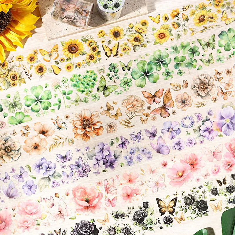 

1pcs/1lot Decorative Adhesive Tapes blooming flowers in full bloom Masking Tapes Scrapbooking DIY Paper Japanese Stickers