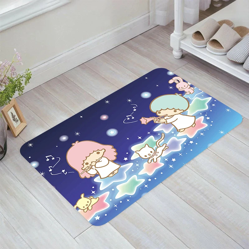 Cute L-Littles Cartoon Twin Star Floor Mat Balcony Rugs Home Carpet Entrance of House Aesthetic Room Decoration Kitchen Rug Foot