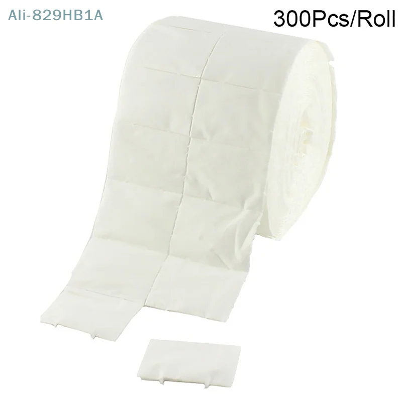 Unha polonês removedor toalhetes, feitos de algodão, gel UV, unha polonês removedor, papel pad, limpeza, ferramenta de manicure, 300pcs/rolo