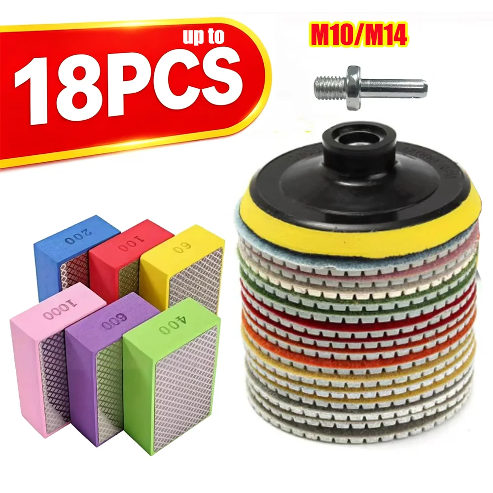7-18Pcs 3/4/5/6/7Inch Diamond Polishing Pads Dry/Wet Buff Disc Abrasive Diamond Hand Polishing Pads Sanding Disc Polisher Tools