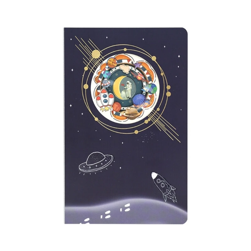 Novelty Space Wonderland Notebook Journal 120 Pages Dotted Notepads Sketchbook for Student Noting Writing Journaling