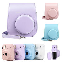 For Fujifilm  Film Camera Bag for Instax Mini 11 9 8 Camera Case PU Leather Soft Silicone Cover Bag with Shoulder Strap