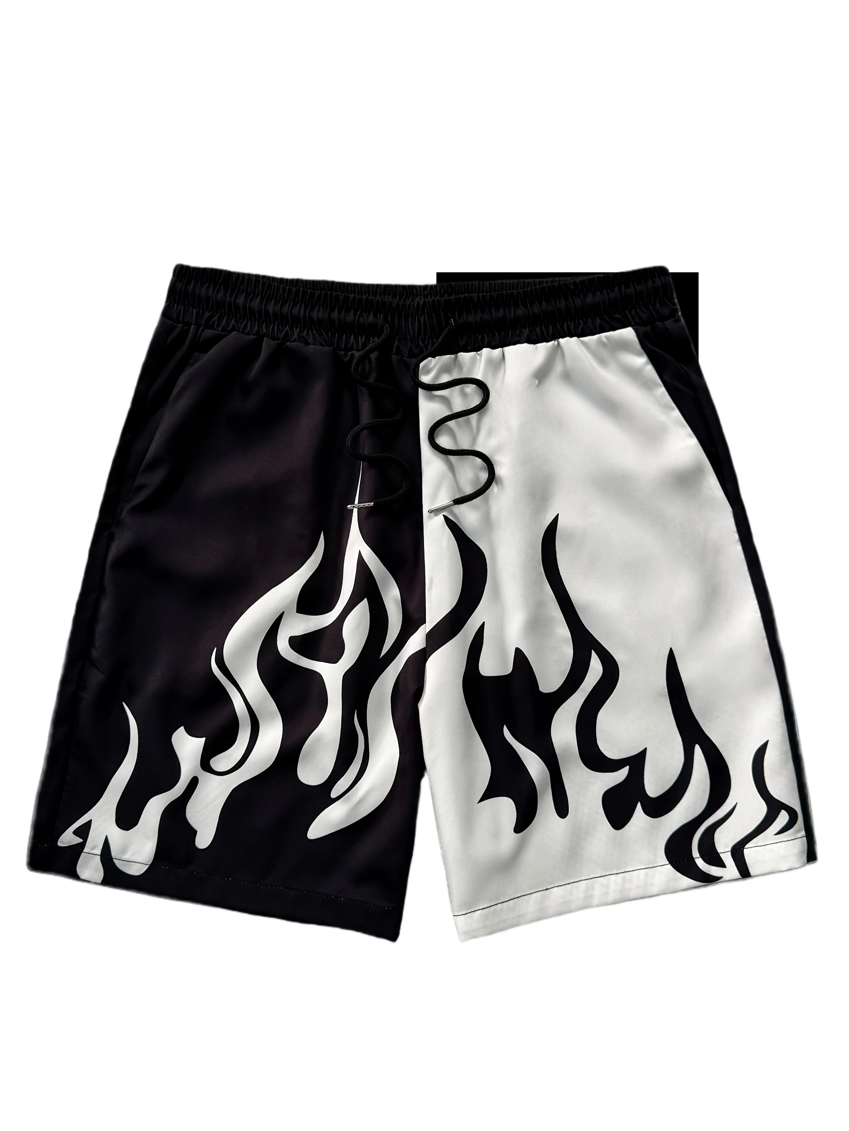 Beach Jogging Short Pants Sportswear Flame Pattern Training Shorts Basketball Clothing Gym Running Sweatpants Loose Shorts Moto