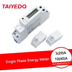 DDS1104 5(20)A 10(40)A Single Phase Energy Meter AC 220V 50Hz 1P2W LCD Digital Wattmeter Power Consumption kWh Meter