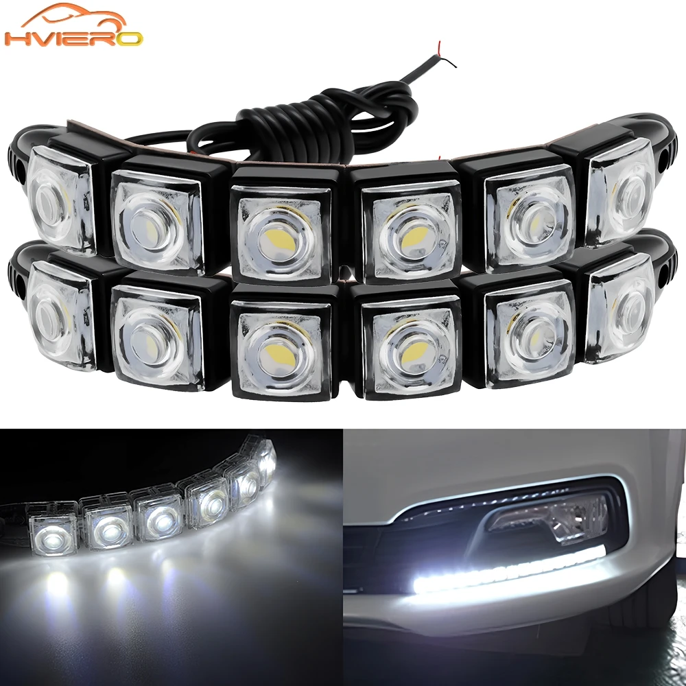 

2PCS Car Led DRL Daytime Running Light Flexible LED White Waterproof Driving Fog Bulbs Warning Styling Auto Trunk Parking Lamps