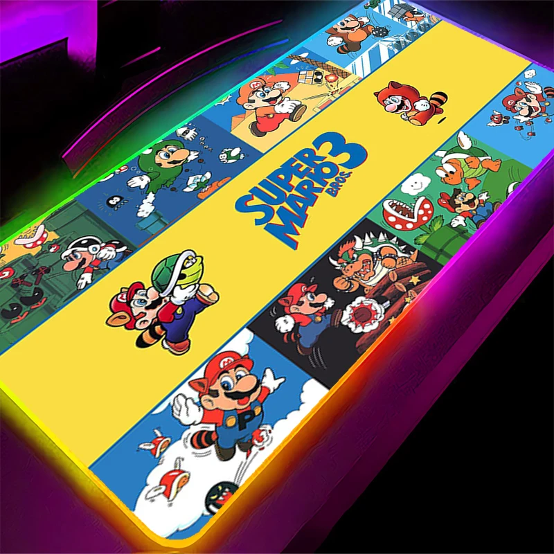 

RGB Mouse Pad Game Rubber Backlight Pc Keyboard Laptop Computer Speed LED Desk Mat M-Marios Gaming Acessories Hot anime Mousepad