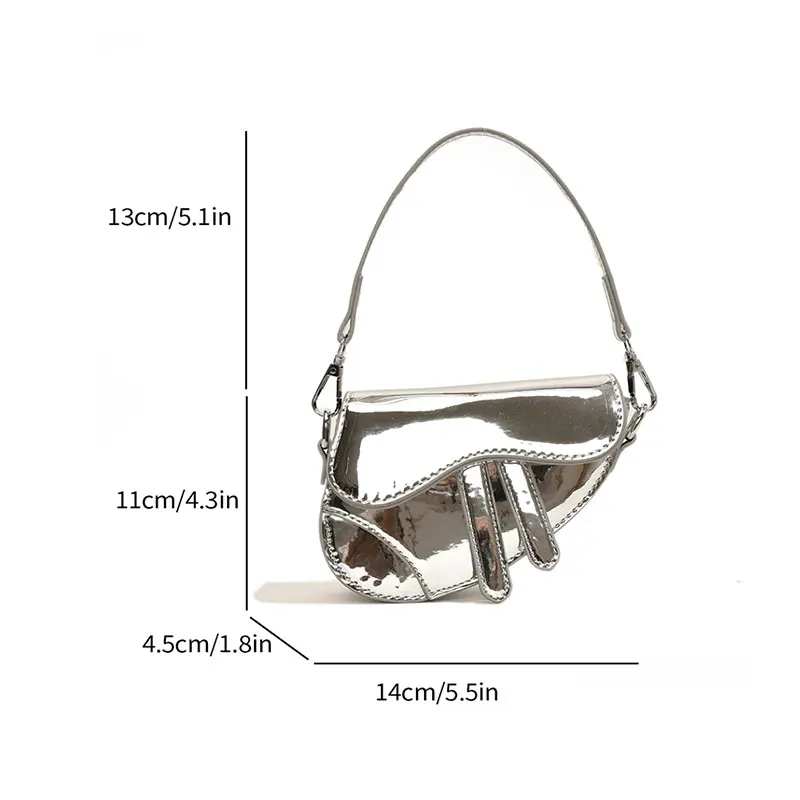 Silver Saddle Crossbody Bag Women Fashion Party Laser Shoulder HandBag Solid Color PU Leather Designer Purse Sac Luxe 2024