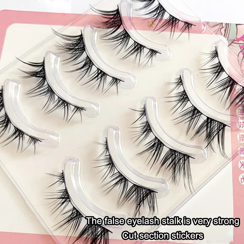 5 Par Sztucznych Rzęs Anime Rzęsy Mały Diabełek Rzęsy Naturalny Makijaż Dzienny Manga Rzęsy DIY Transparentne Paski Rzęs