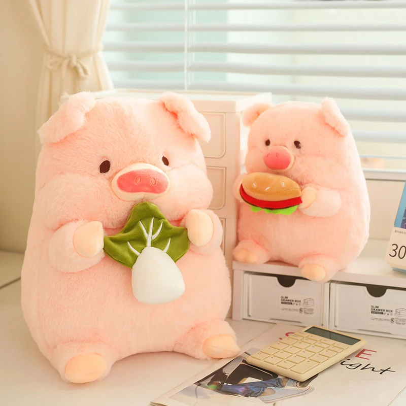 Soft Kawaii Cute Round Pig High Quality Doll Gift Pig with Hamburger Cabbage Plush Pillow Stuffed Super