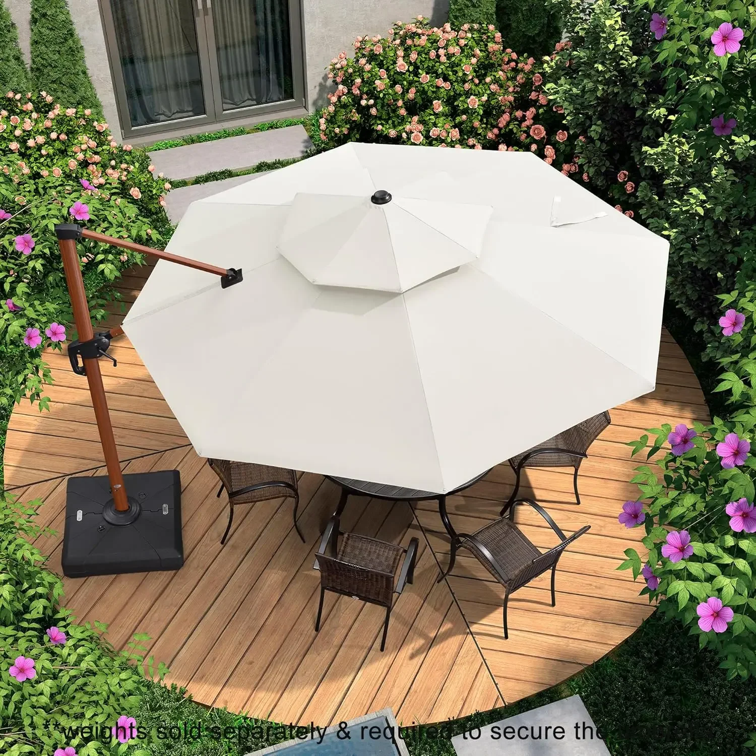 Outdoor Round Umbrellas Large Cantilever Umbrella Windproof Offset Umbrellas Heavy Duty Sun Umbr 11ft Patio Umbrella