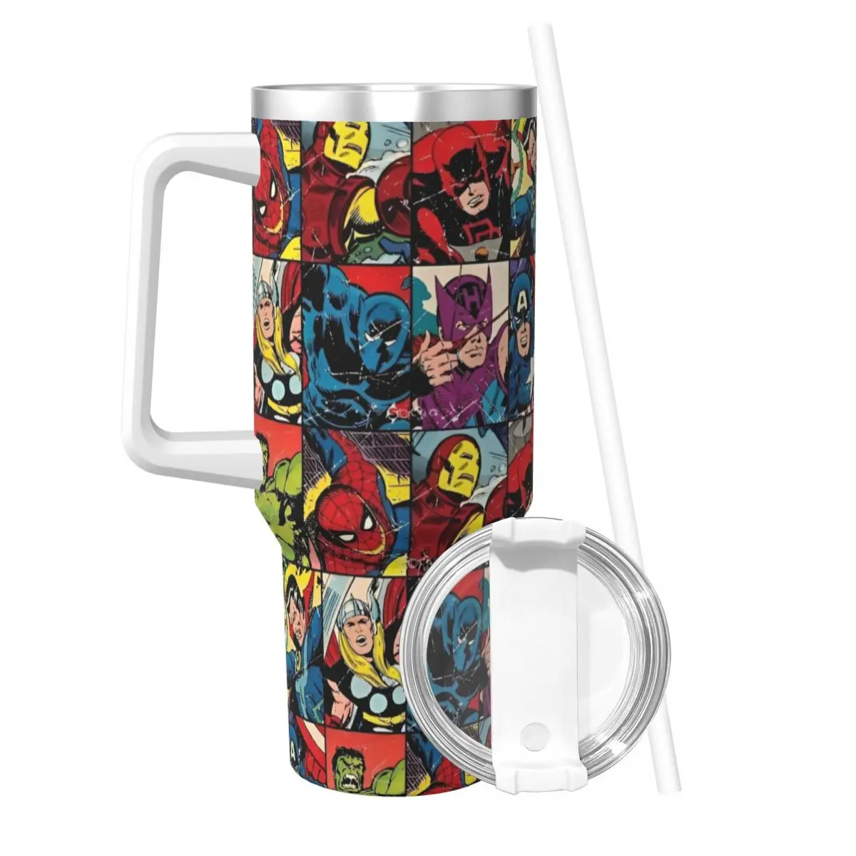 Marvel Avengers Stainless Steel Tumbler Travelist Thermal Cups With Straws and Lid Large Capacity Car Mugs Drinks Water Bottle